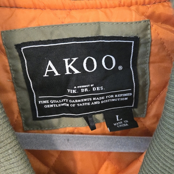 Akoo Bomber Letterman Varsity Jacket Mens Size Large American Flag Spellout - Picture 4 of 7